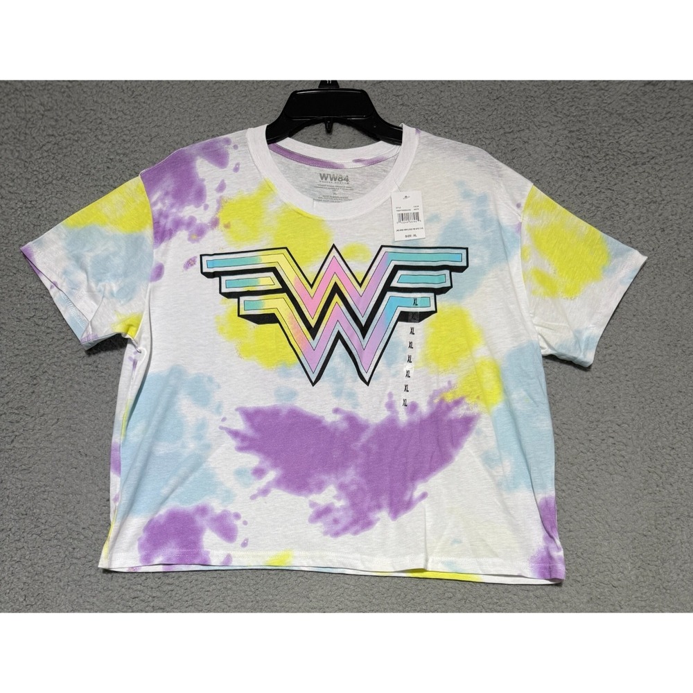 Wonder Woman WW84 Tie Dye cropped logo t-shirt Womens XL NEW